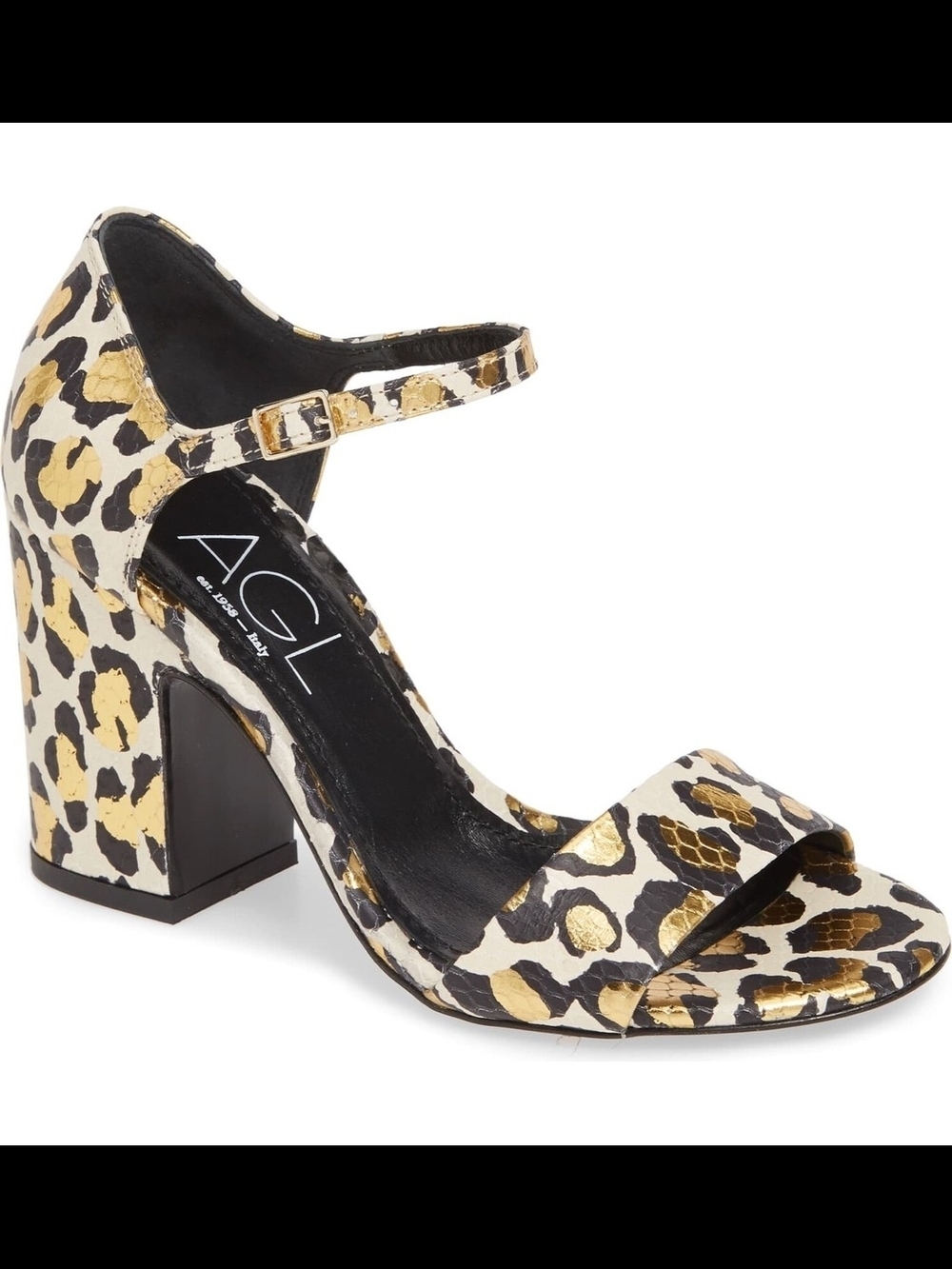 AGL Snake Embossed Leopard Print Platform Heels Statement Luxe Sandals Sz 10